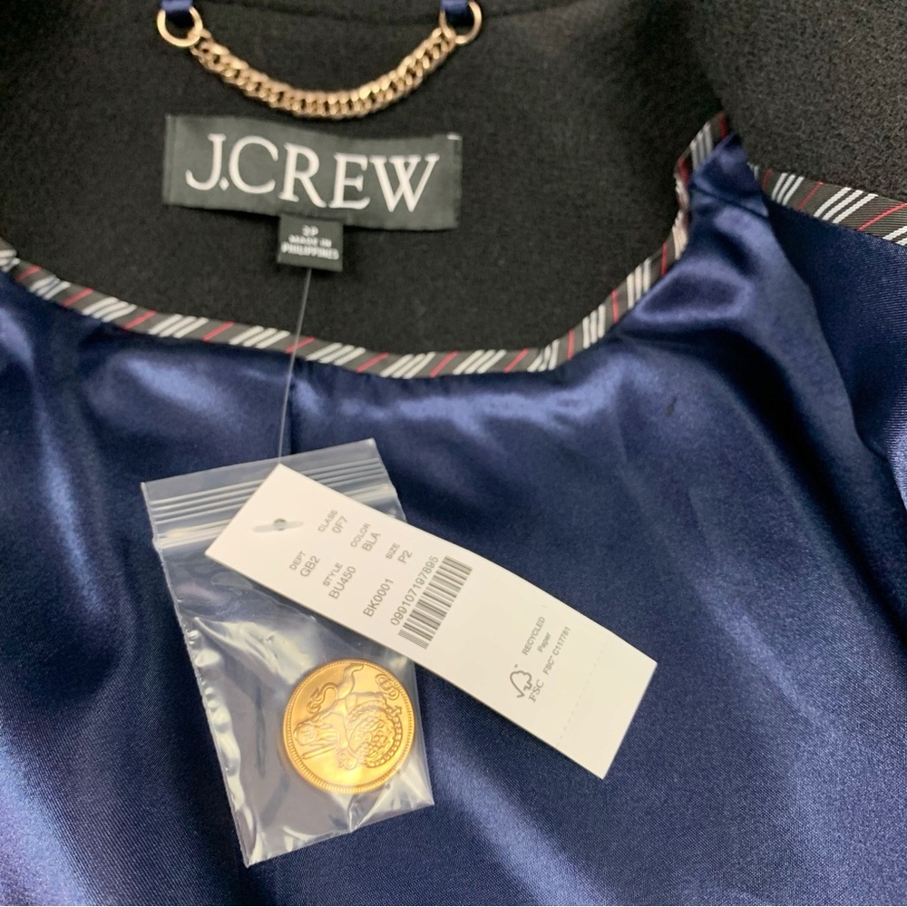 J Crew Petite Warwick topcoat in Italian stadium-cloth wool blend in black - Picture 7 of 16